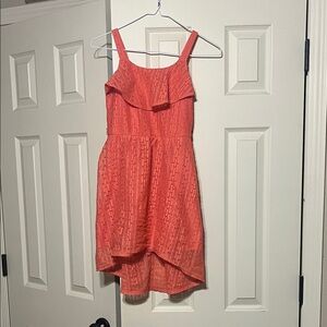 Casual Coral Girls Sleeveless Dress